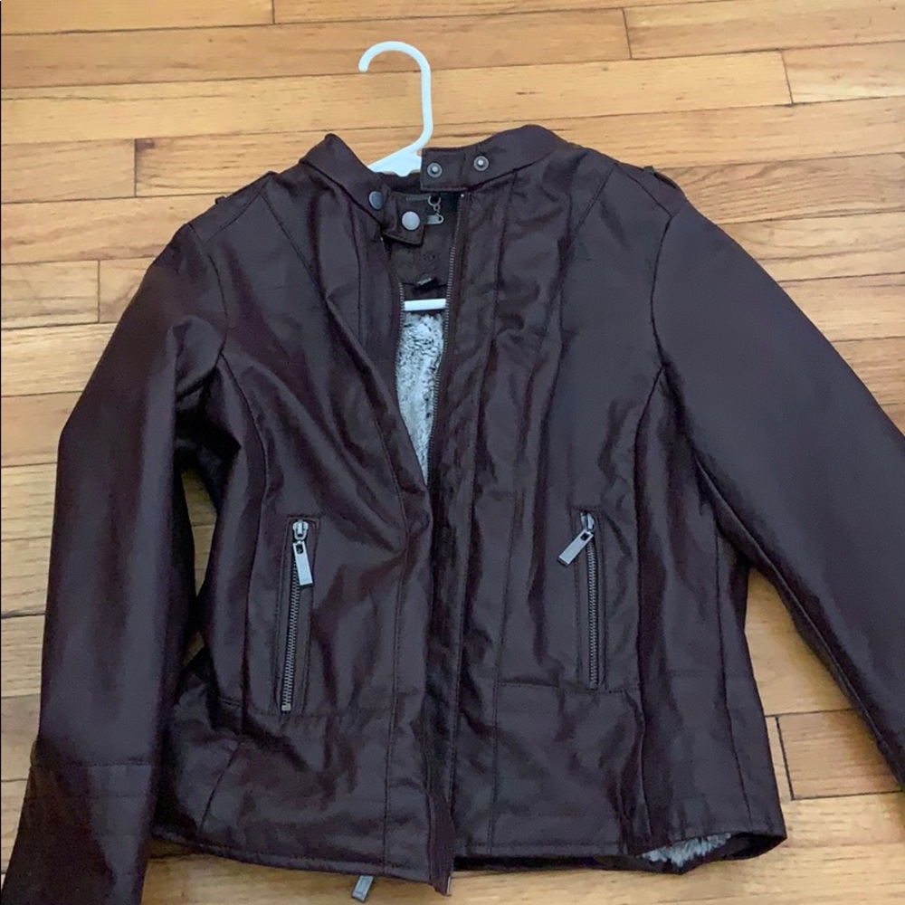 Purple/dark maroon vegan leather jacket
